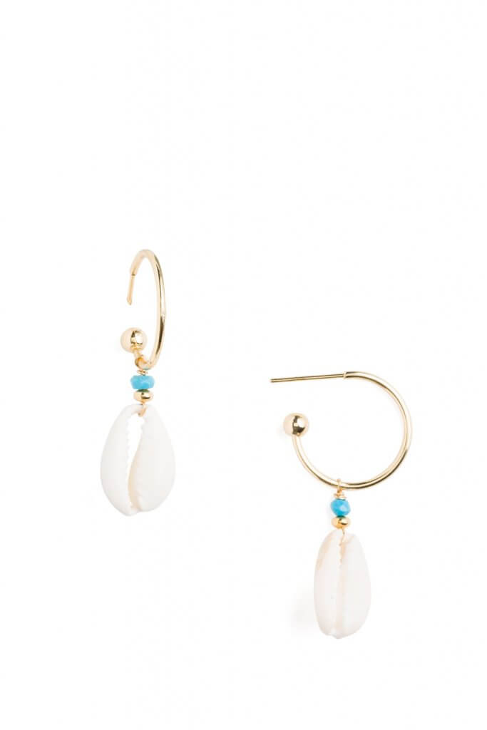 Stitch Fix women’s shell and turquoise drop earrings.