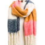 Stitch Fix women’s multicolor striped scarf with fringe trim.
