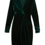 Stitch Fix women’s dark green velvet long-sleeve dress.