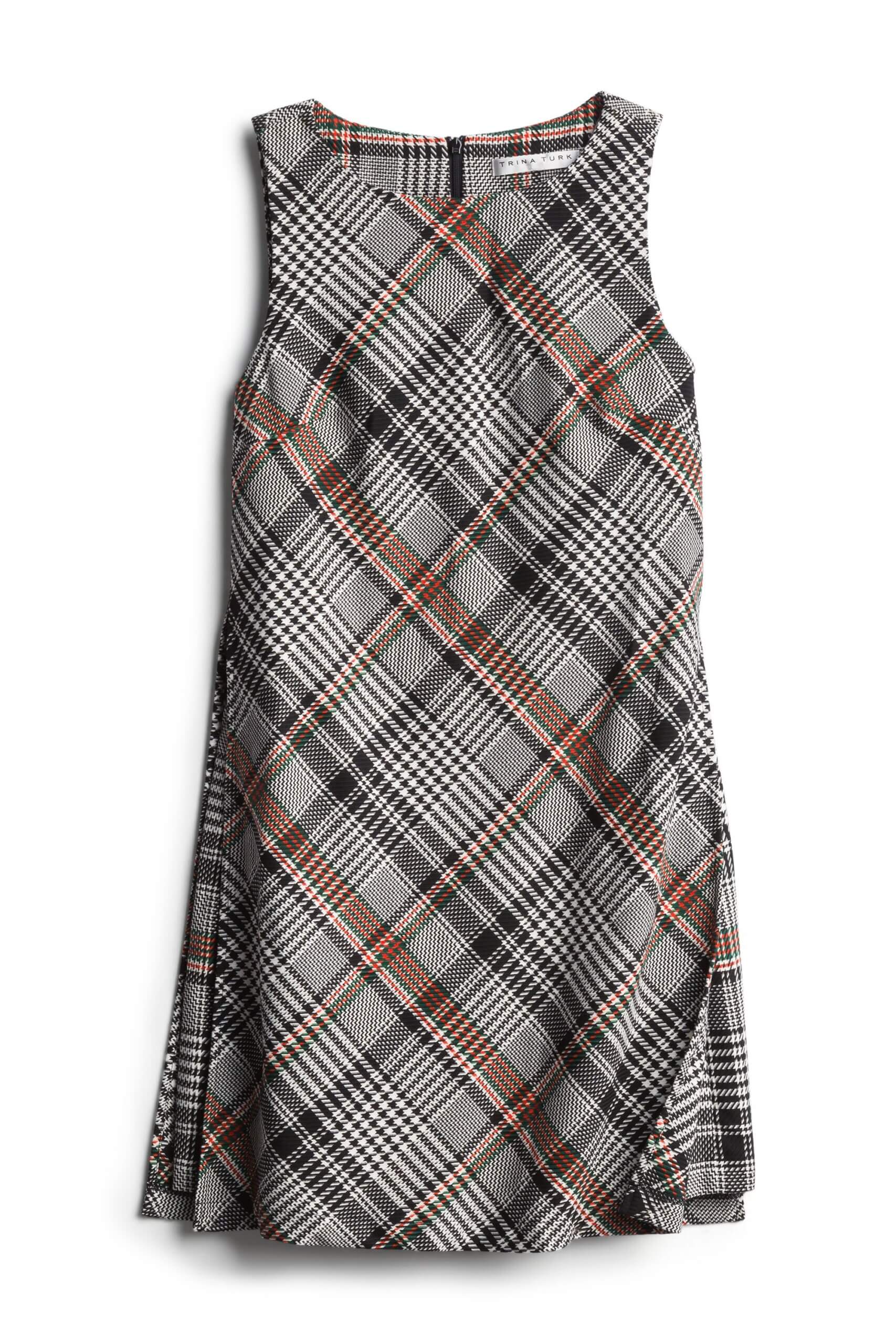 Stitch Fix Women's black plaid shift dress.
