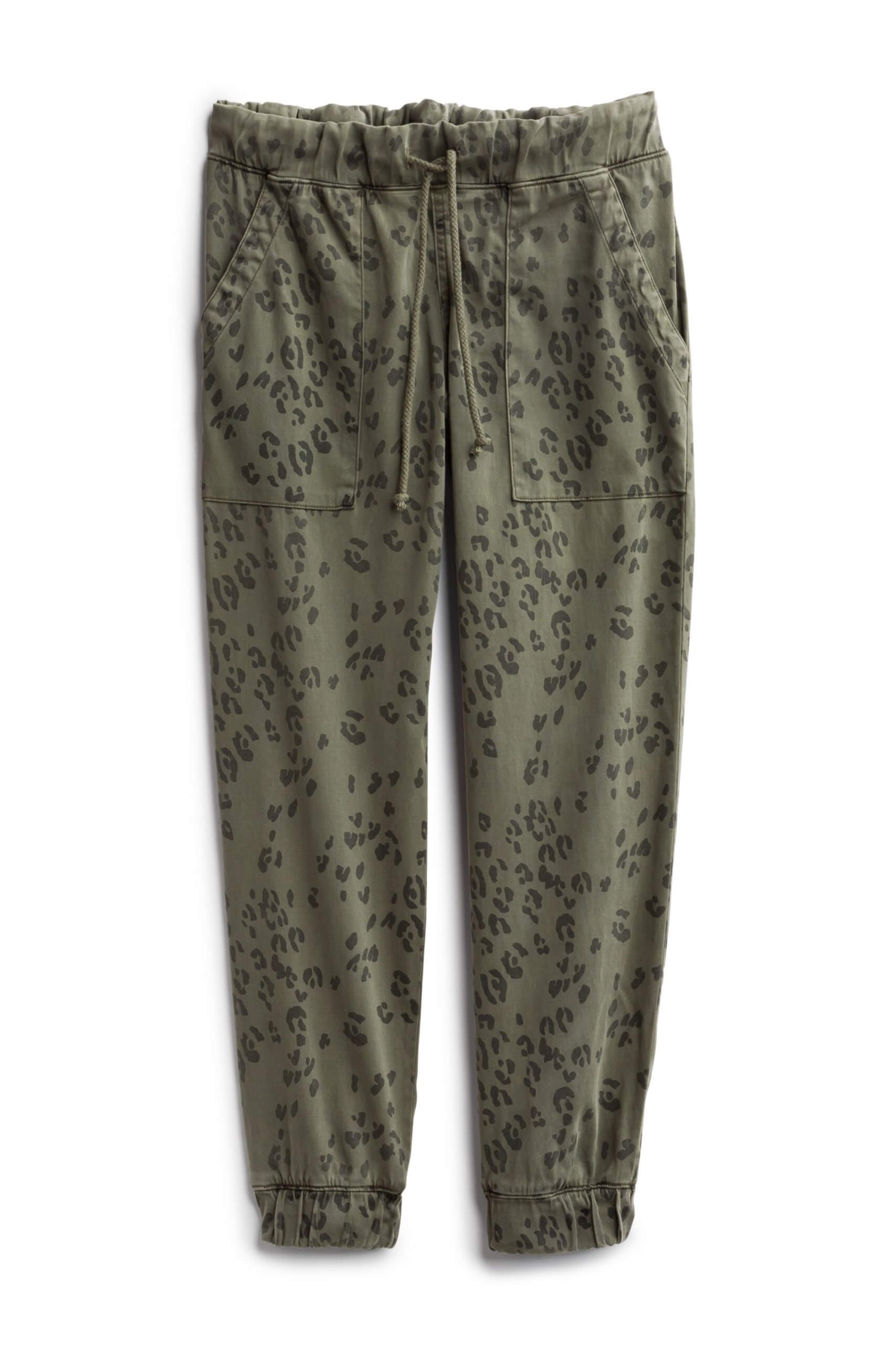 Stitch Fix Women's green joggers with animal print.