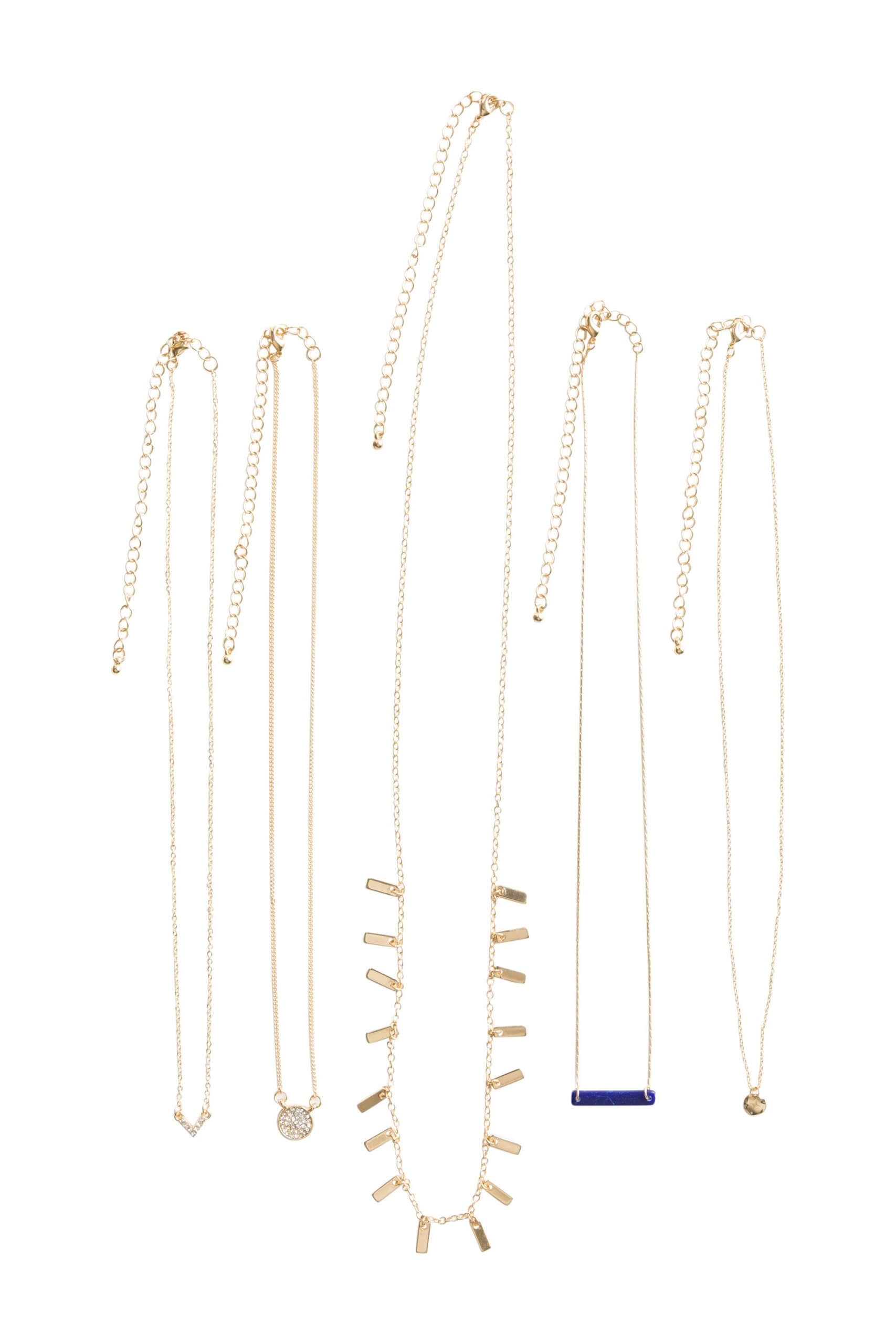 Stitch Fix Women's necklace set with five gold chains.