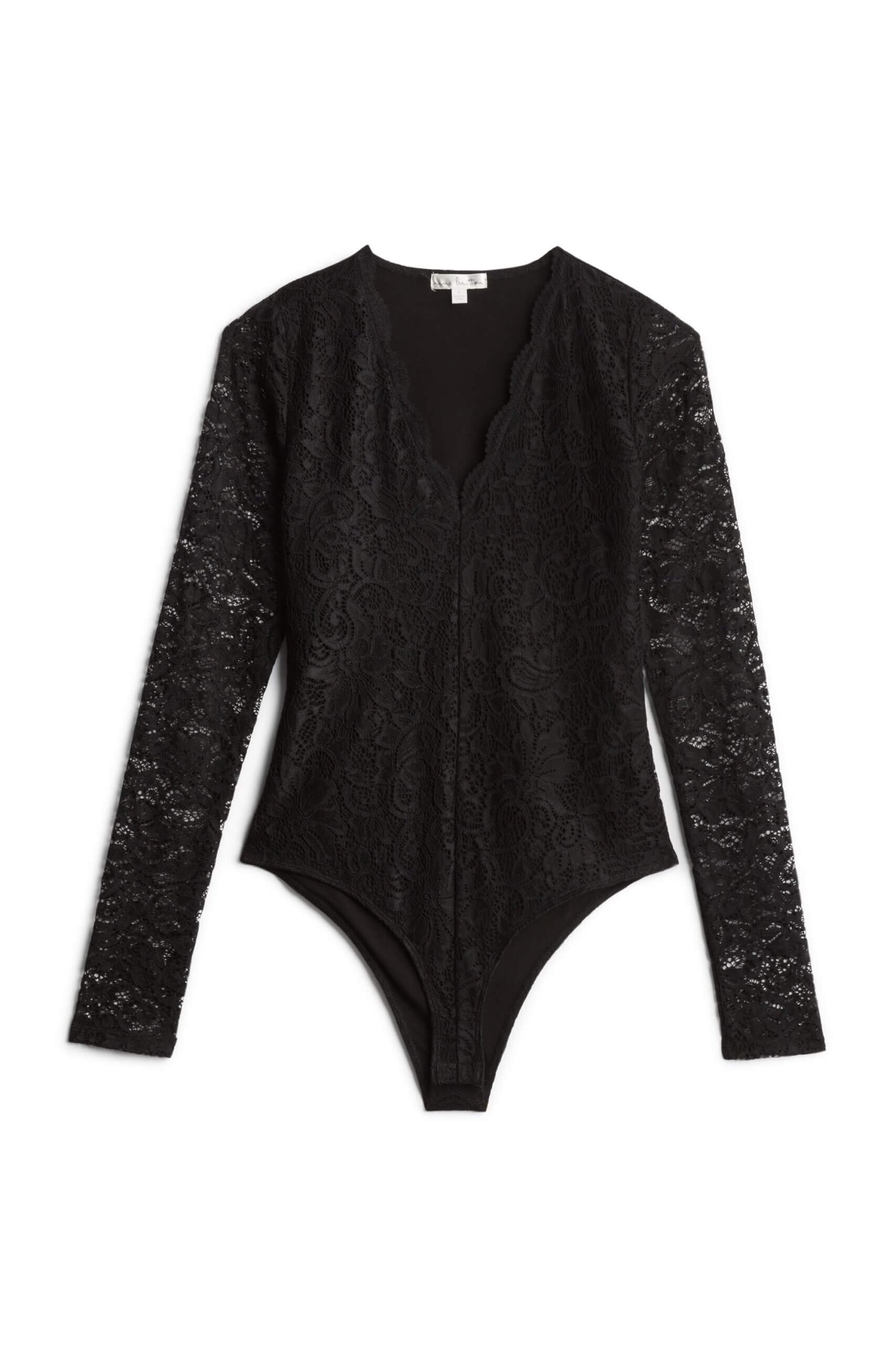 Stitch Fix women’s black lace long-sleeve bodysuit.