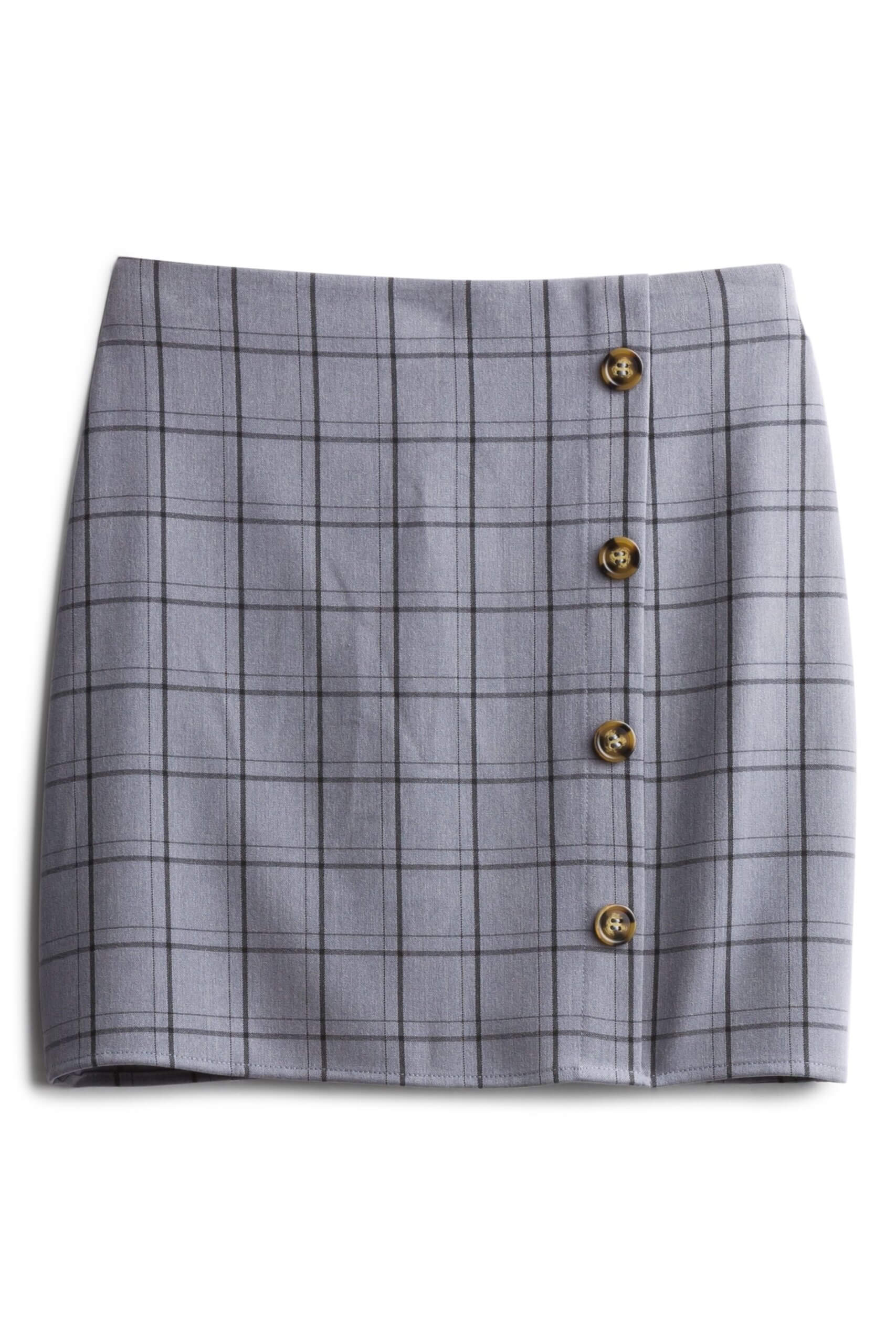 Stitch Fix women’s blue plaid button detail skirt.