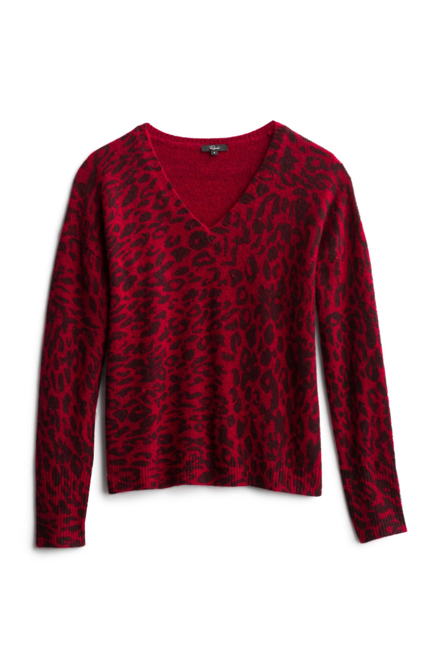 Stitch Fix Women’s red animal print v-neck sweater.