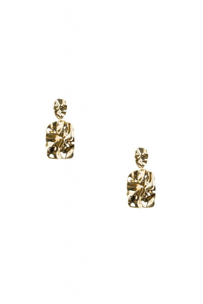 Stitch Fix Women’s gold drop earrings with hammered detailing.