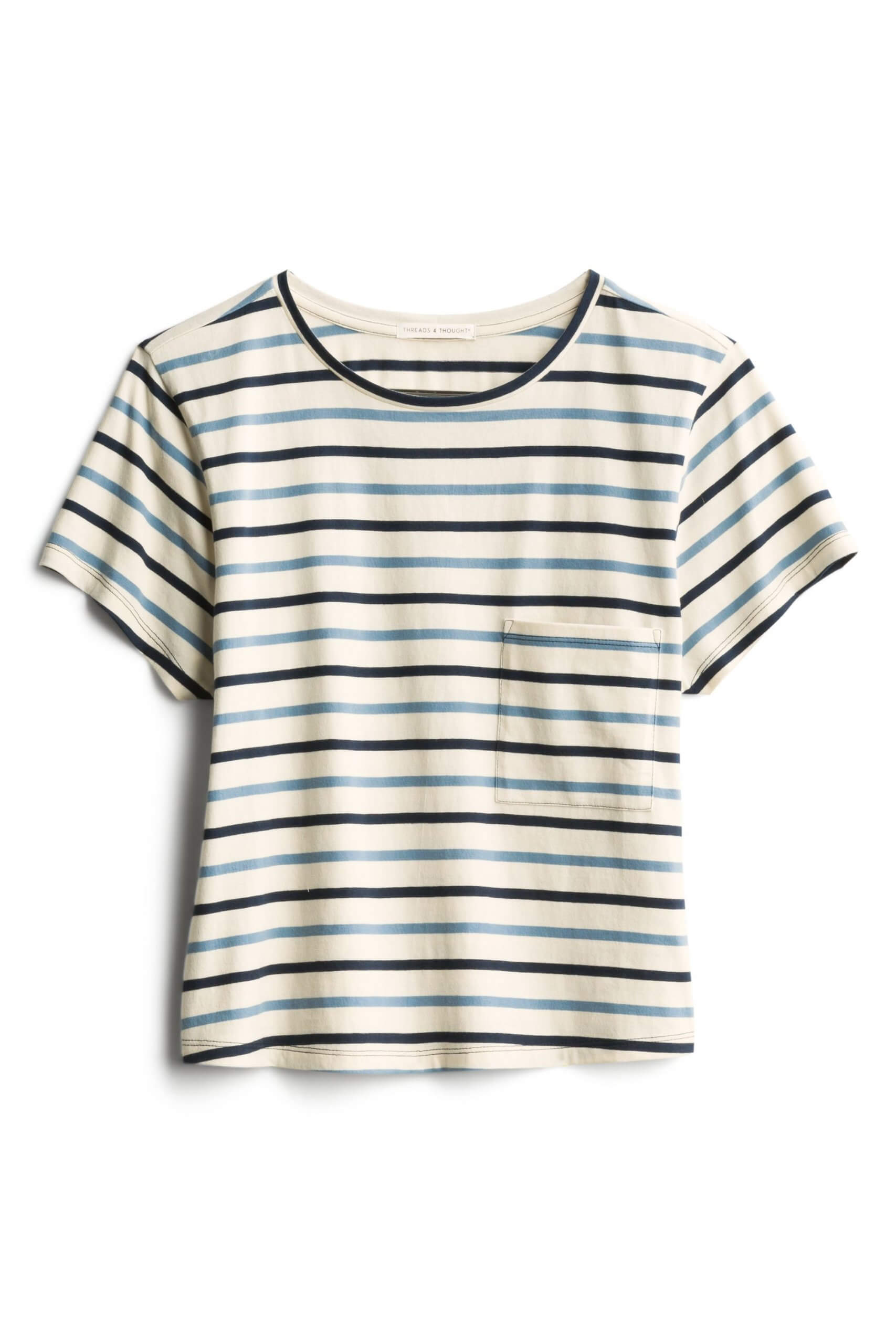 Stitch Fix women’s off-white, blue and navy striped t-shirt