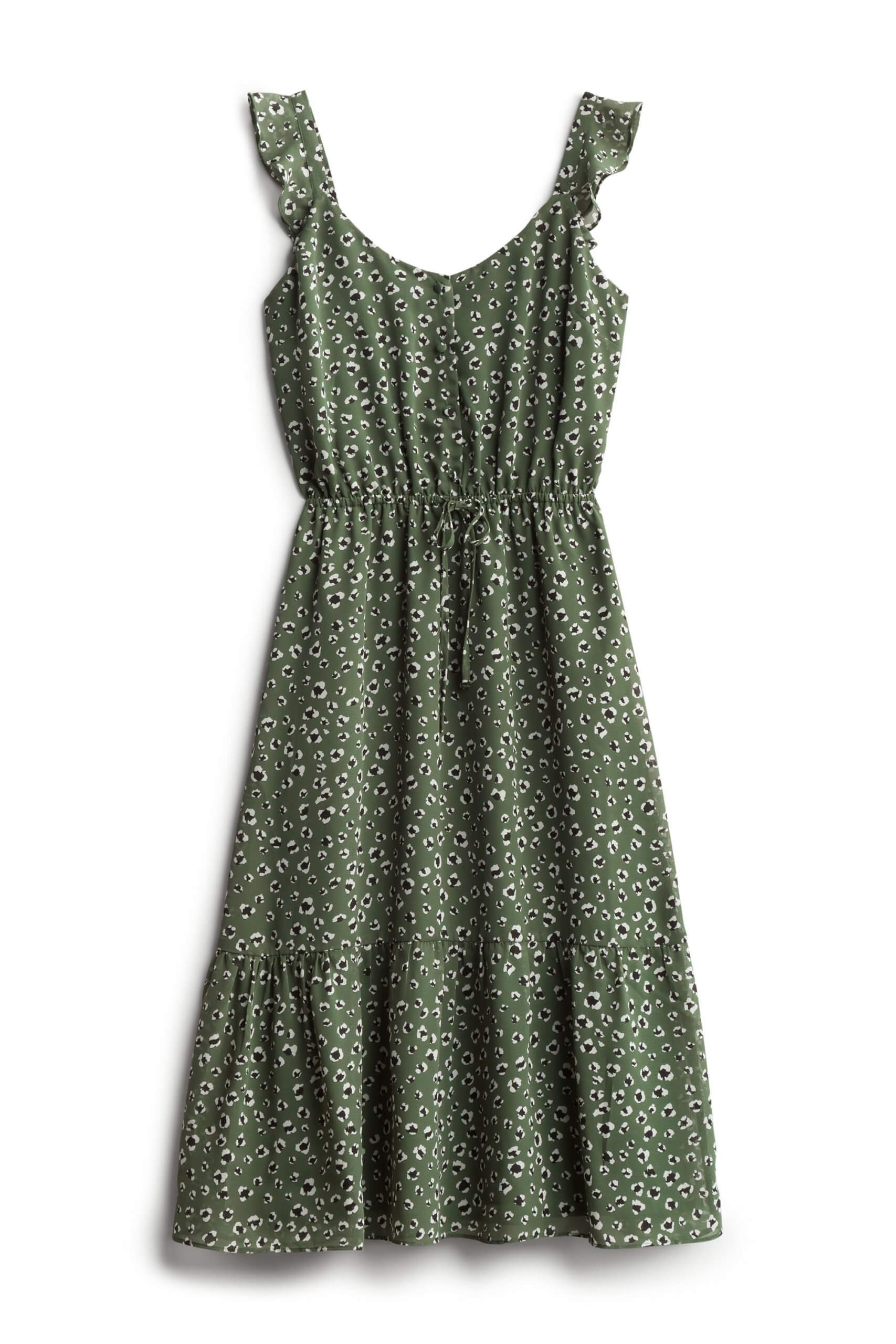 Stitch Fix Women’s green flutter sleeve midi dress.