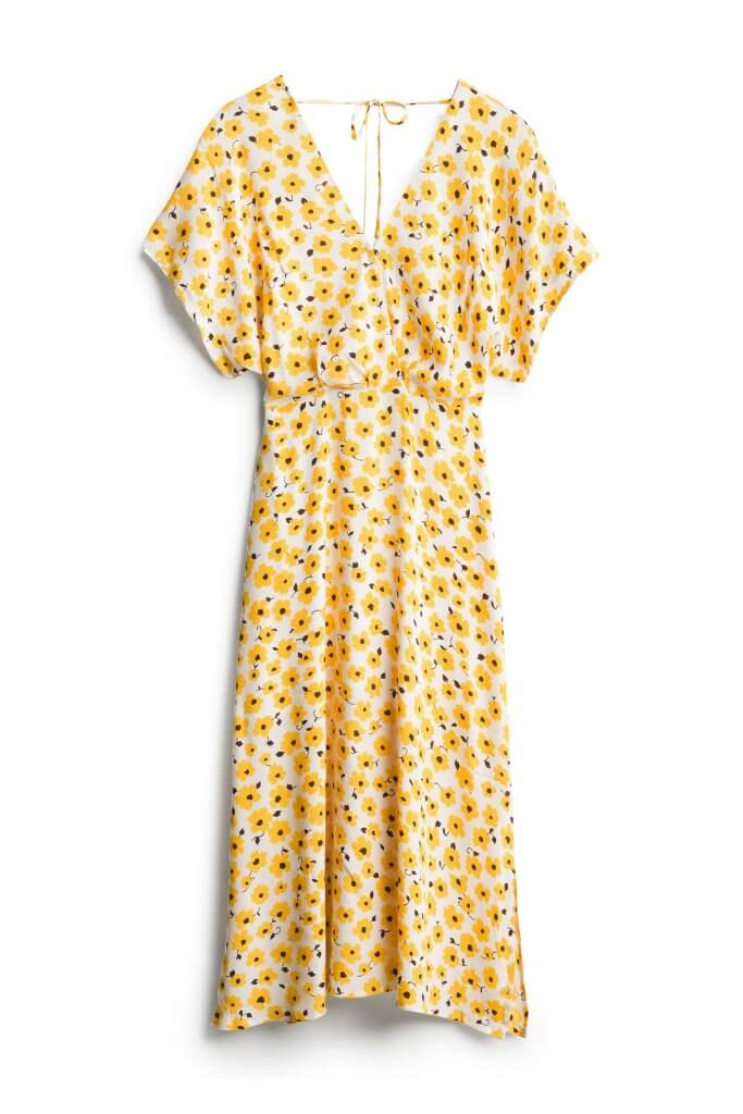 Stitch Fix women’s yellow and white floral short-sleeve maxi dress.
