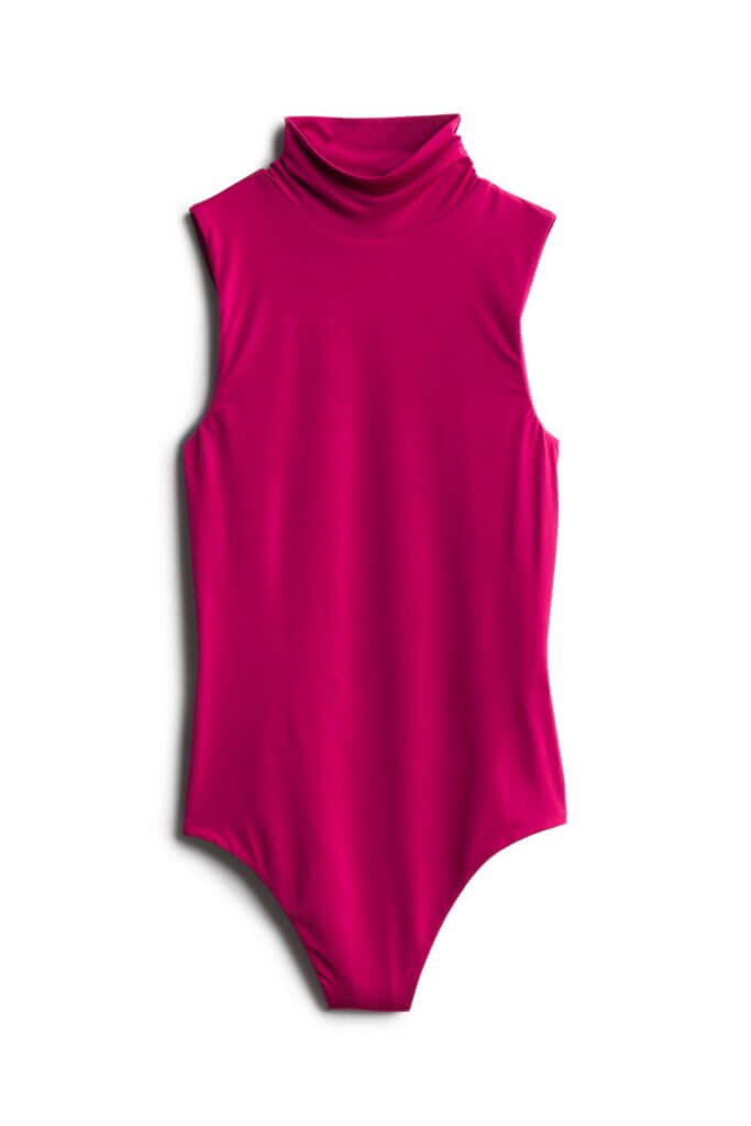 Stitch Fix women’s maroon turtleneck sleeveless bodysuit.
