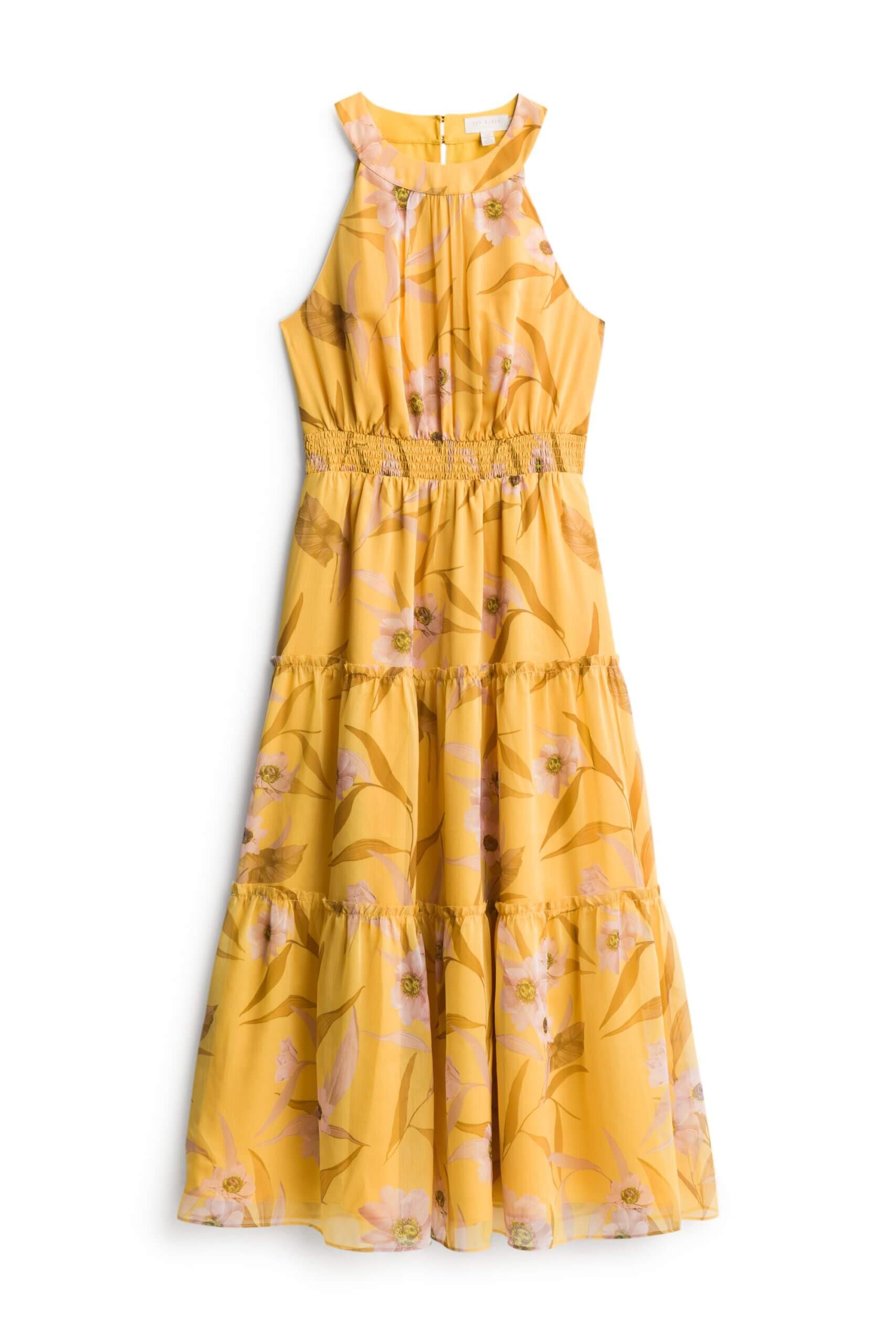 Stitch Fix women's yellow floral midi dress.