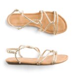 Stitch Fix women’s gold cord strappy sandals.