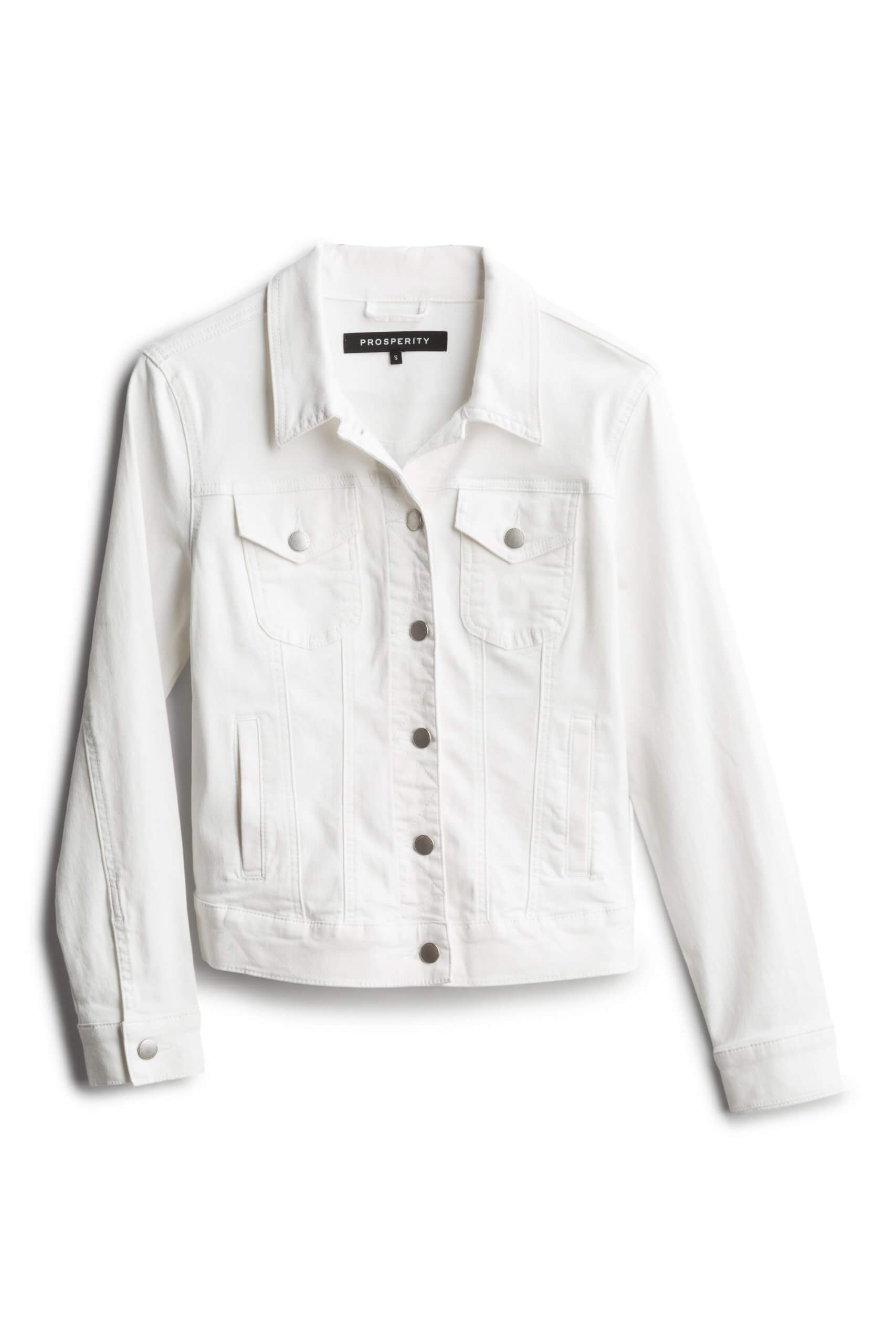 Stitch Fix women’s white denim button-front jacket.