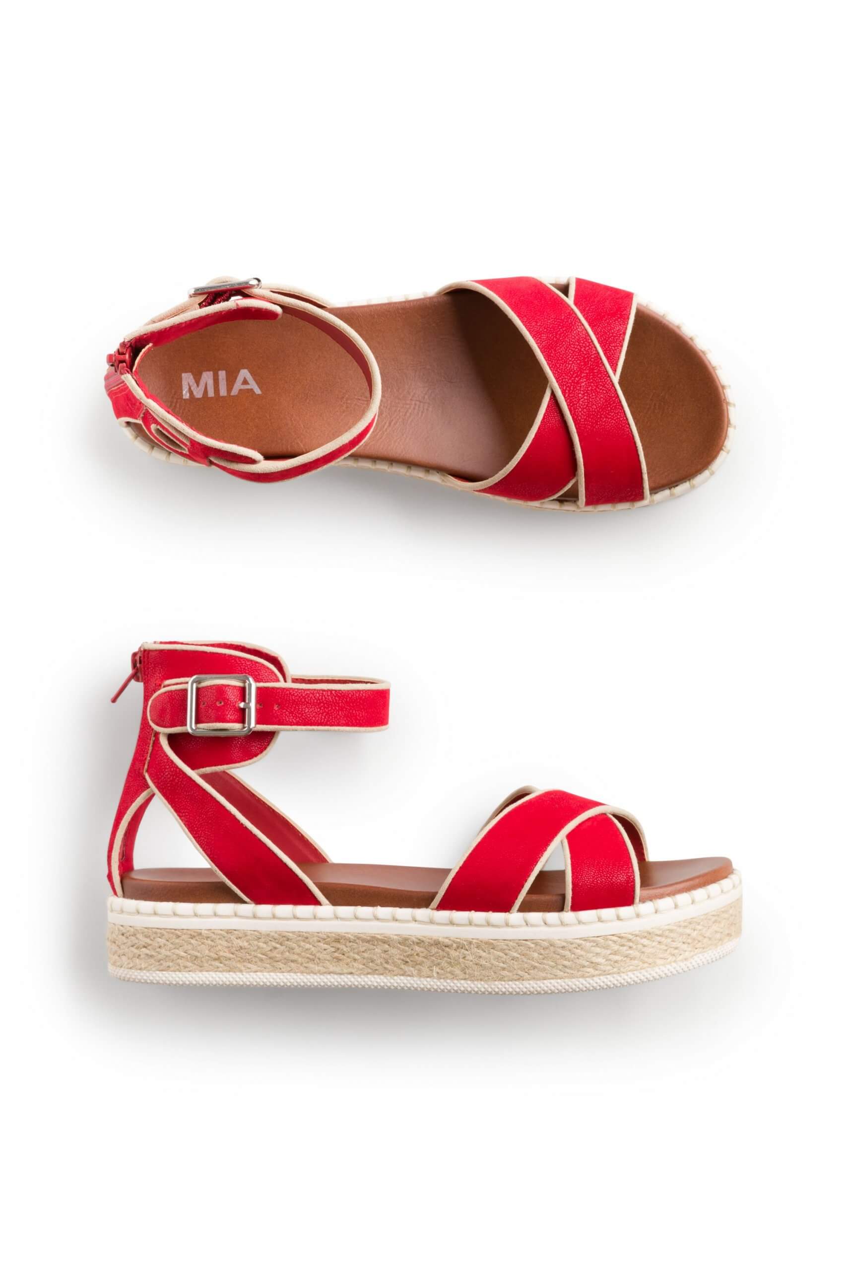 Stitch Fix women's red espadrille platform sandals.