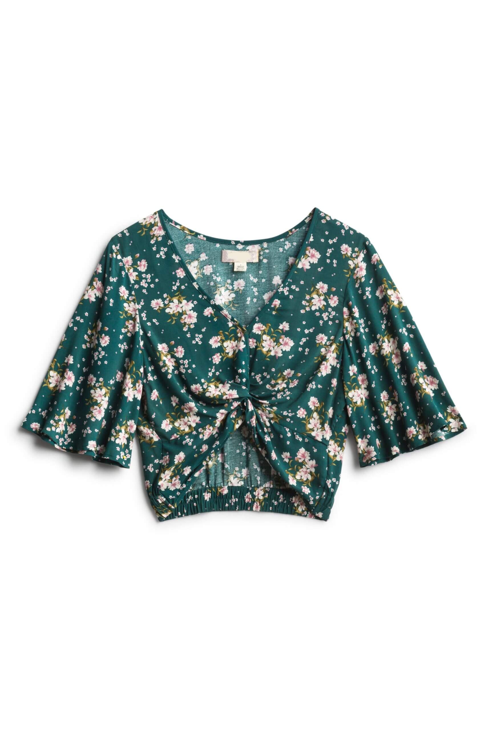 Stitch Fix Women's green floral crop top.