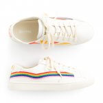 Stitch Fix women’s sneakers with rainbow stripe detail.