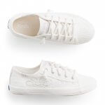 Stitch Fix women’s white lace-up sneakers with lace details.