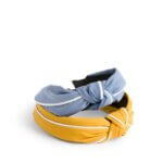 Stitch Fix Women’s Hair Accessories featuring light blue and yellow headbands with white piping trim detail. 