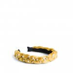 Stitch Fix women’s yellow braided fabric headband with pearl accents.