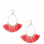 Stitch Fix women’s gold earrings with coral fringe.