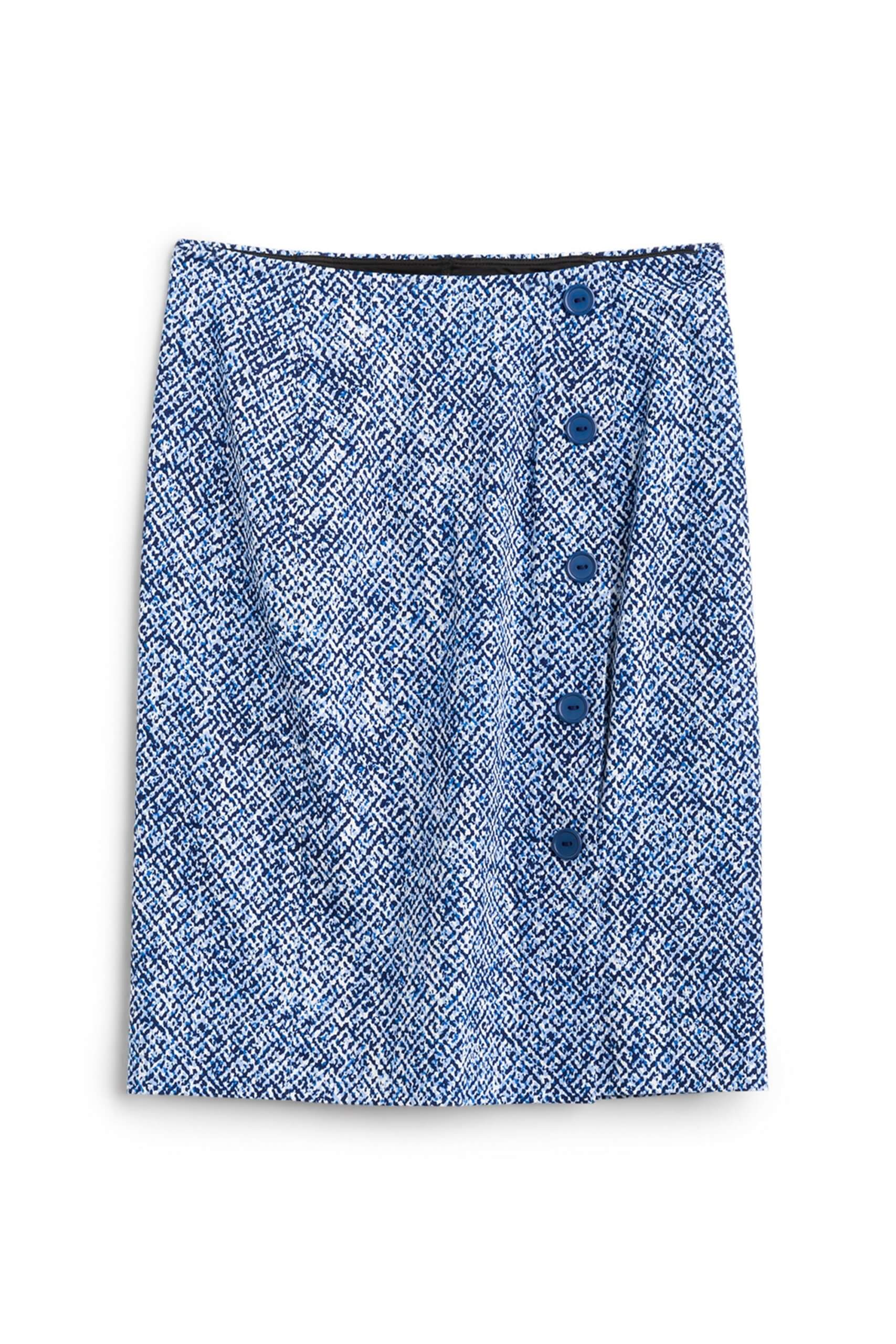 Stitch Fix Women’s blue tweed button detail skirt.