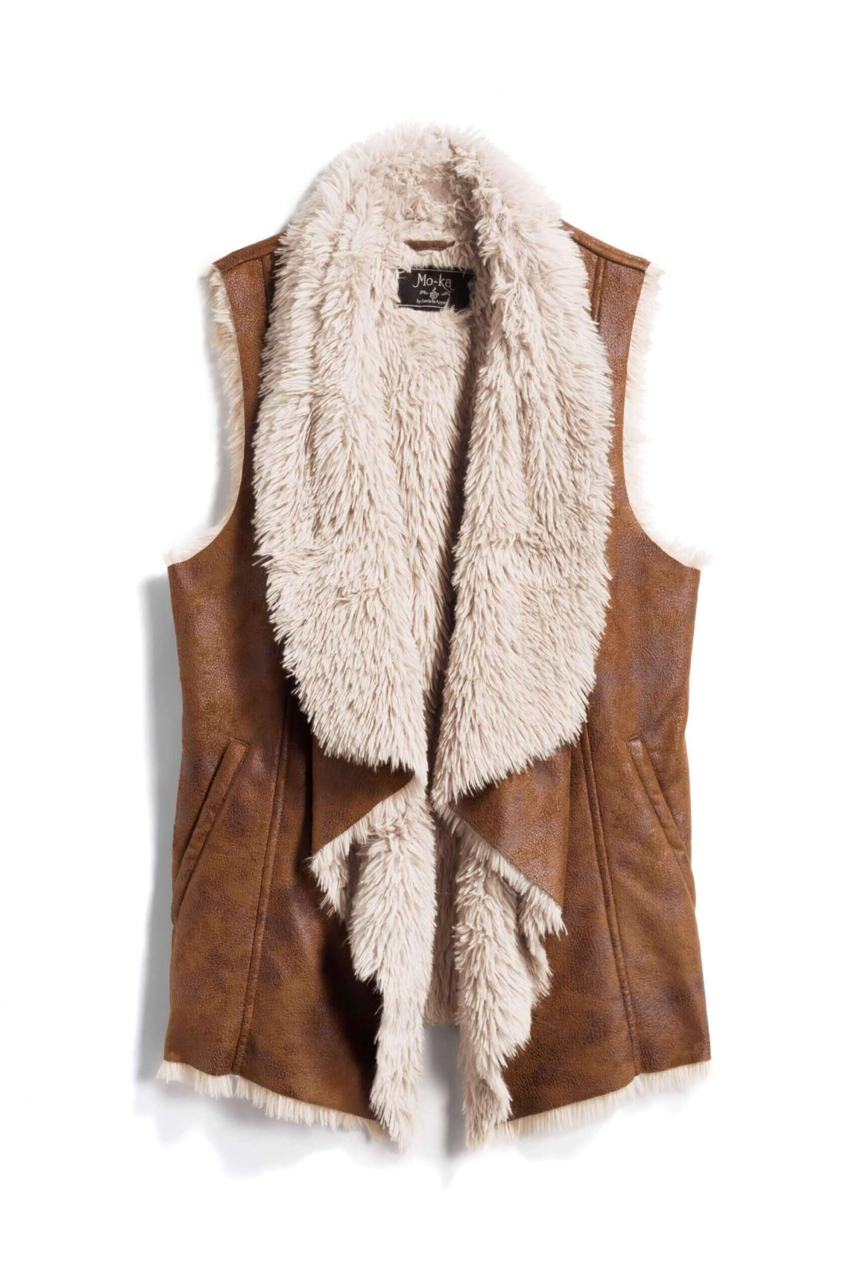 Stitch Fix Women's brown faux shearling vest.