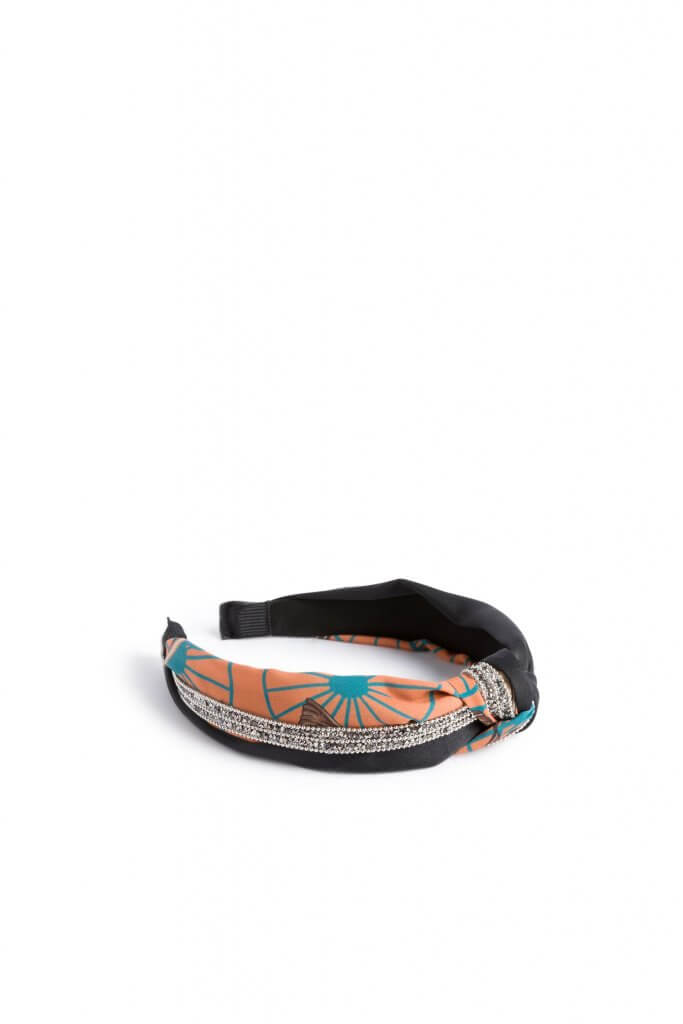 Stitch Fix women’s black, orange and teal printed headband.