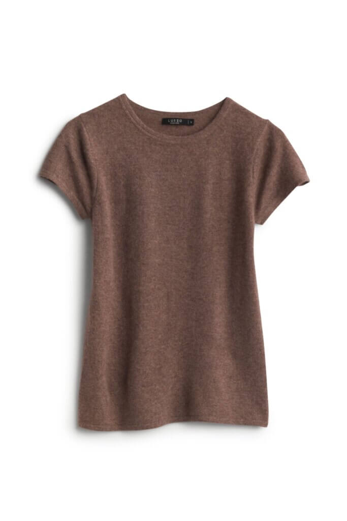 Stitch Fix women's brown knit T-shirt.
