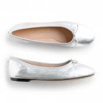 Stitch Fix Women’s silver ballet flats with delicate silver bow.