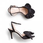 Stitch Fix Women’s black kitten heels with black ankle strap and bows on the toe.