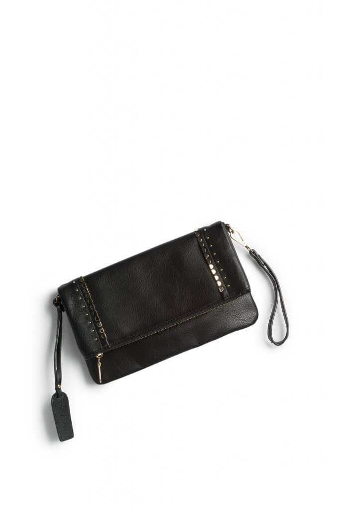 Stitch Fix women’s black clutch with a wrist strap.