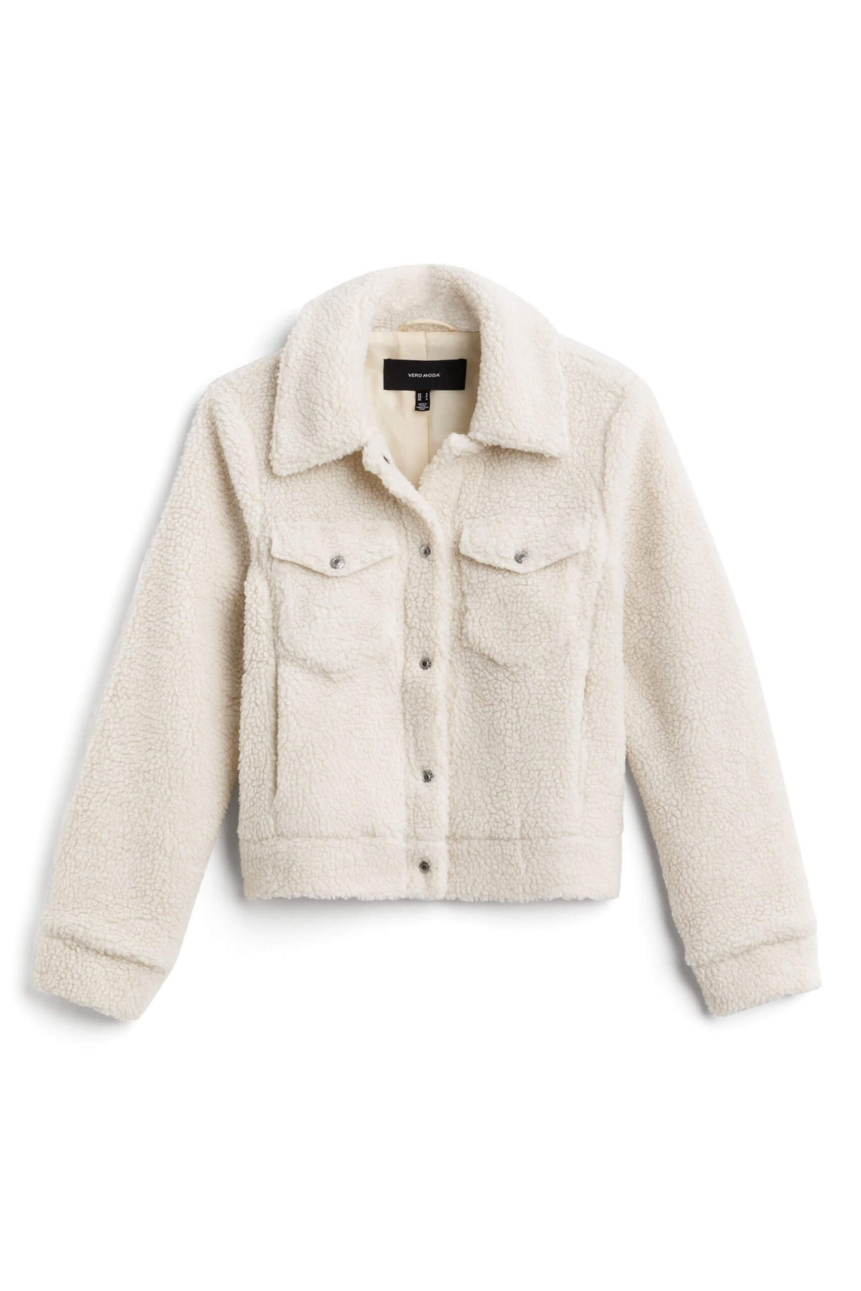 Stitch Fix women’s off-white teddy bear shacket.