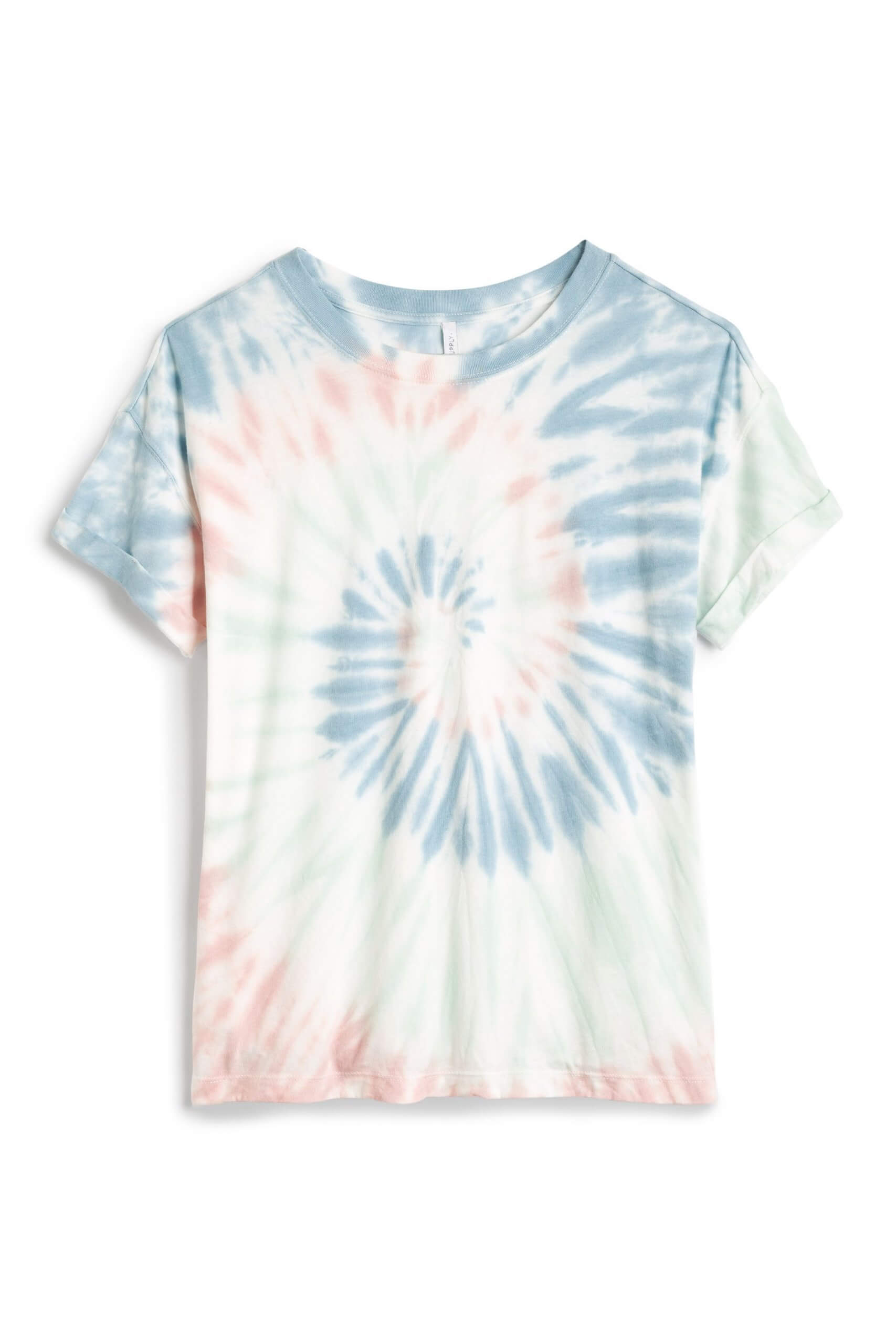 Stitch Fix women’s blue, white, green and pink tie-dye t-shirt.