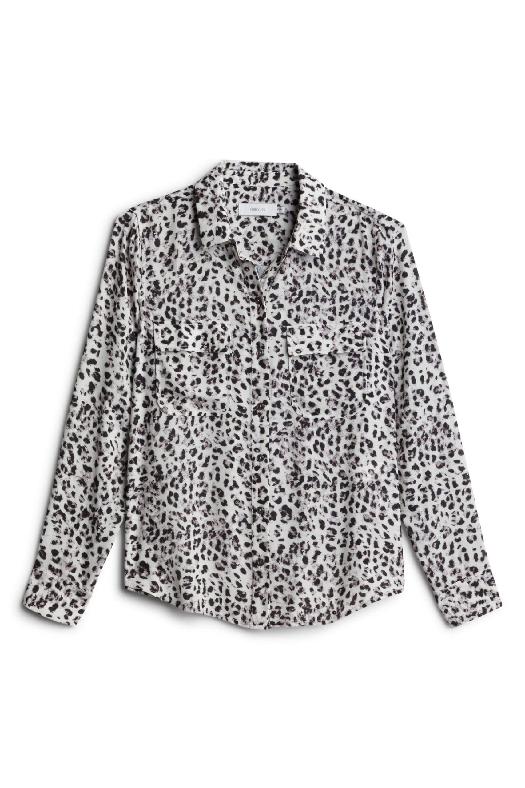 Stitch Fix women’s luxury fabric silk leopard print blouse.