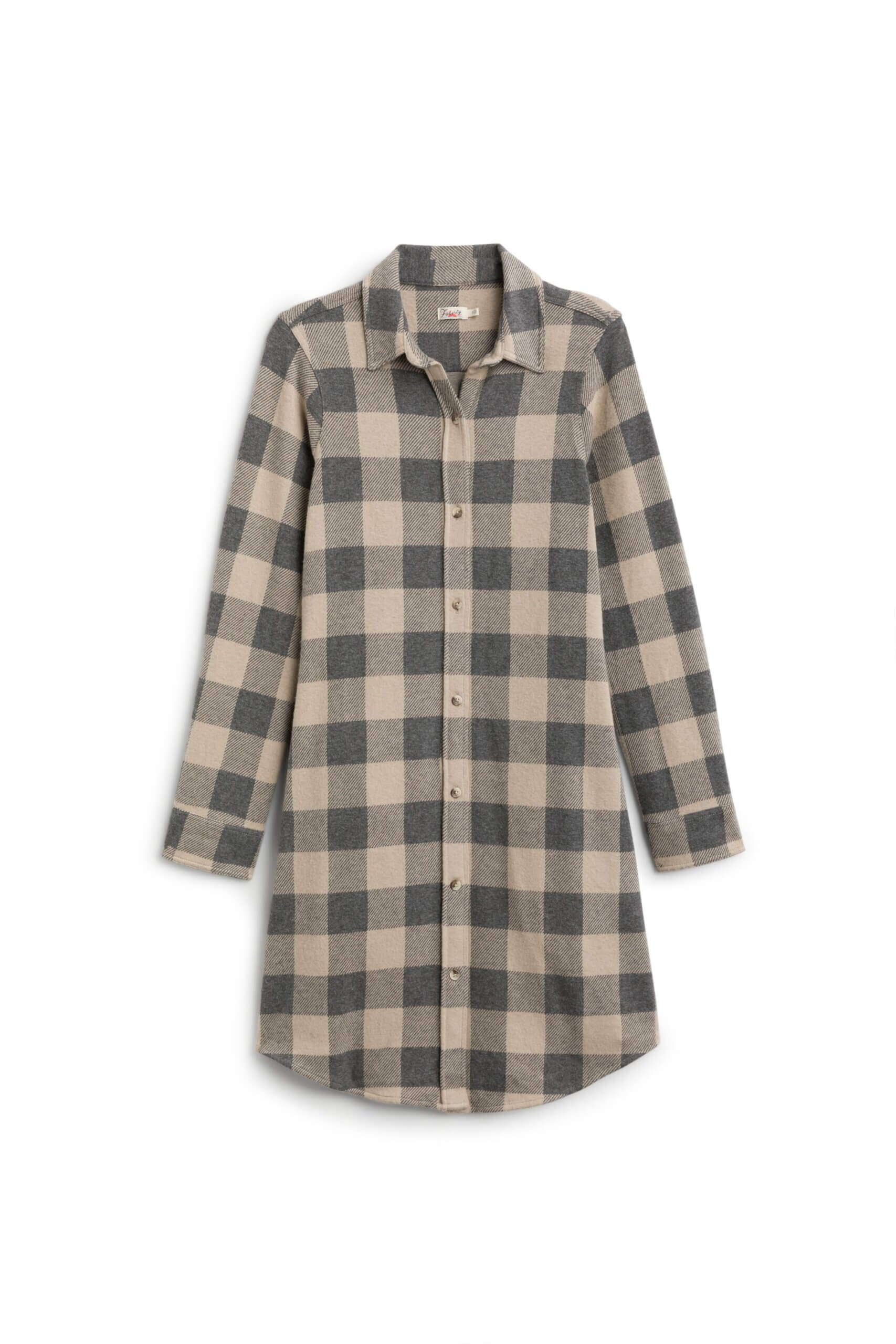 Stitch Fix women's brown and black plaid shirt dress.