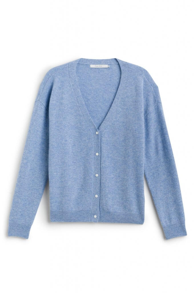 Stitch Fix women’s luxury fabric cashmere blue button-front cardigan.