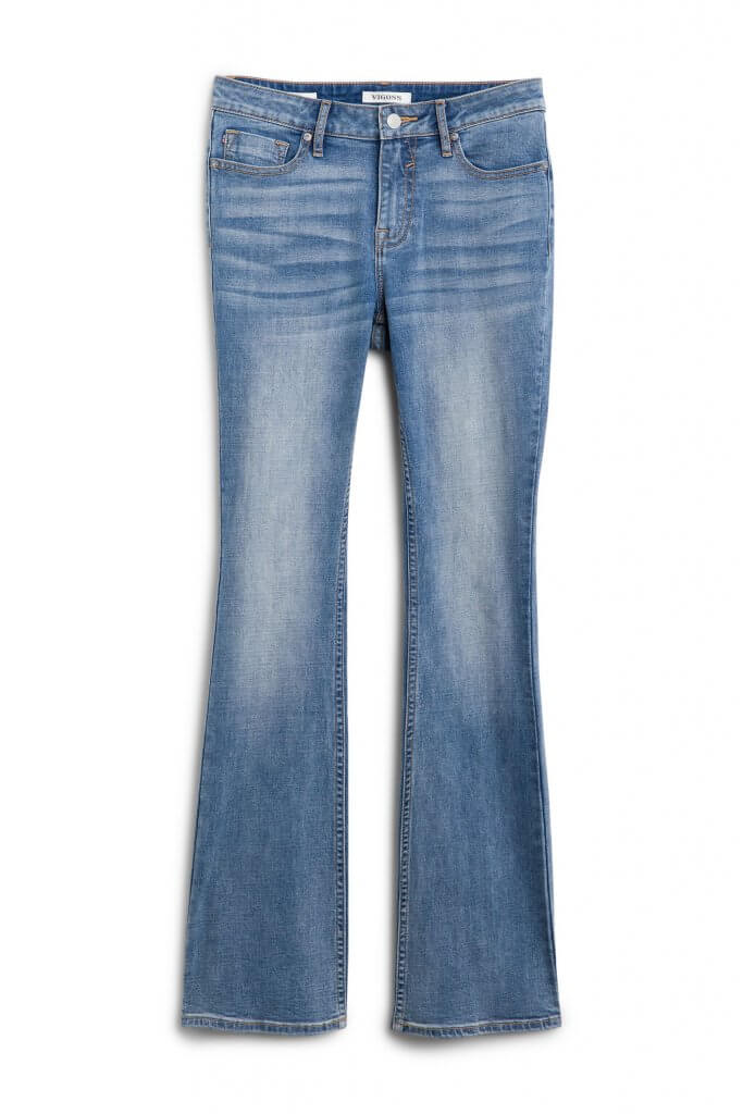 Stitch Fix women’s bootcut jeans with fading on thighs.