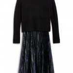 Stitch Fix women’s long-sleeve black pleated dress.