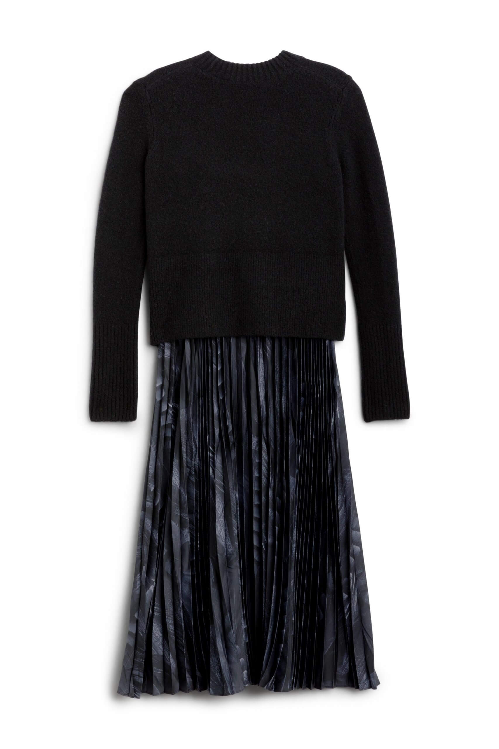 Stitch Fix women’s black long-sleeve maxi dress with pleated skirt.