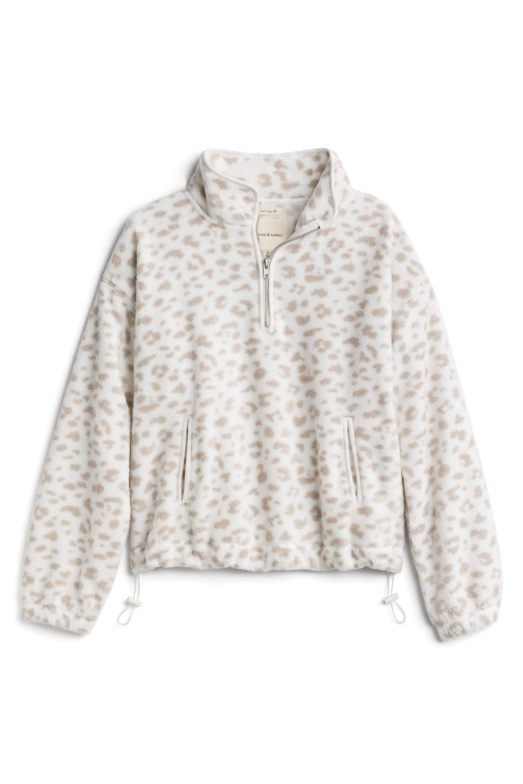 Stitch Fix women’s white and beige leopard half-zip jacket.