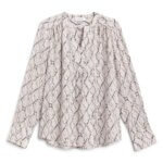 Stitch Fix women’s blush snakeskin printed pleated blouse.