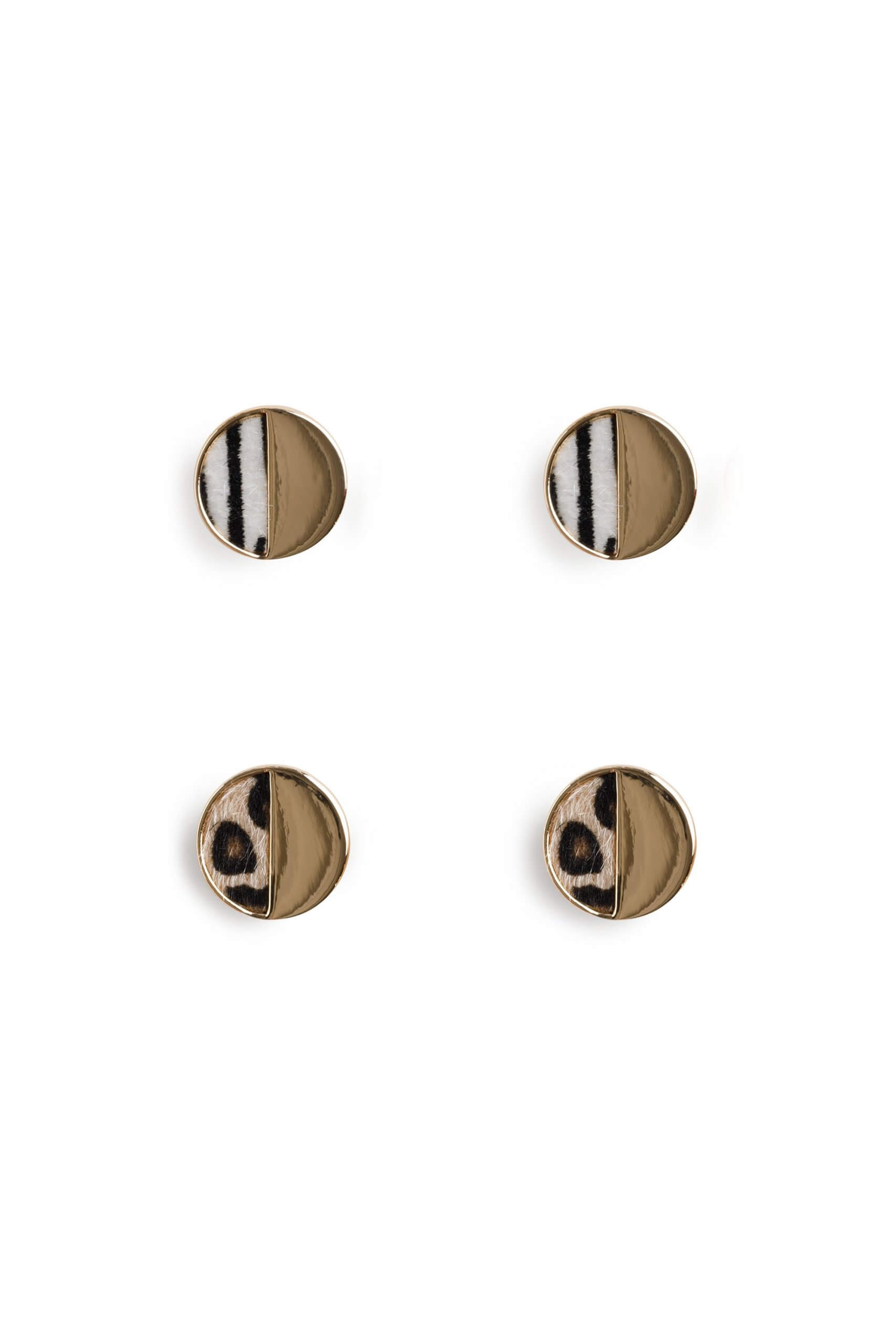 Stitch Fix women’s set of zebra-print and leopard-print stud earrings.