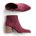 Stitch Fix women’s burgundy suede ankle boots with block heel.