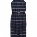 Stitch Fix women’s navy, white, orange and red striped dress.