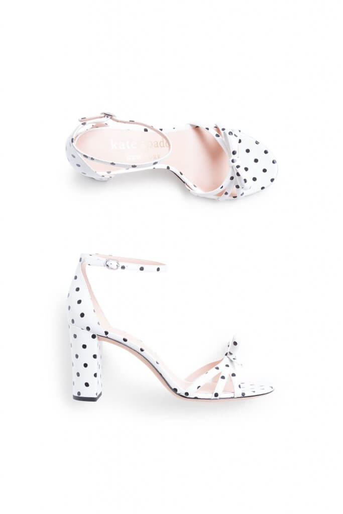 Stitch Fix women’s white polka dot block heels.