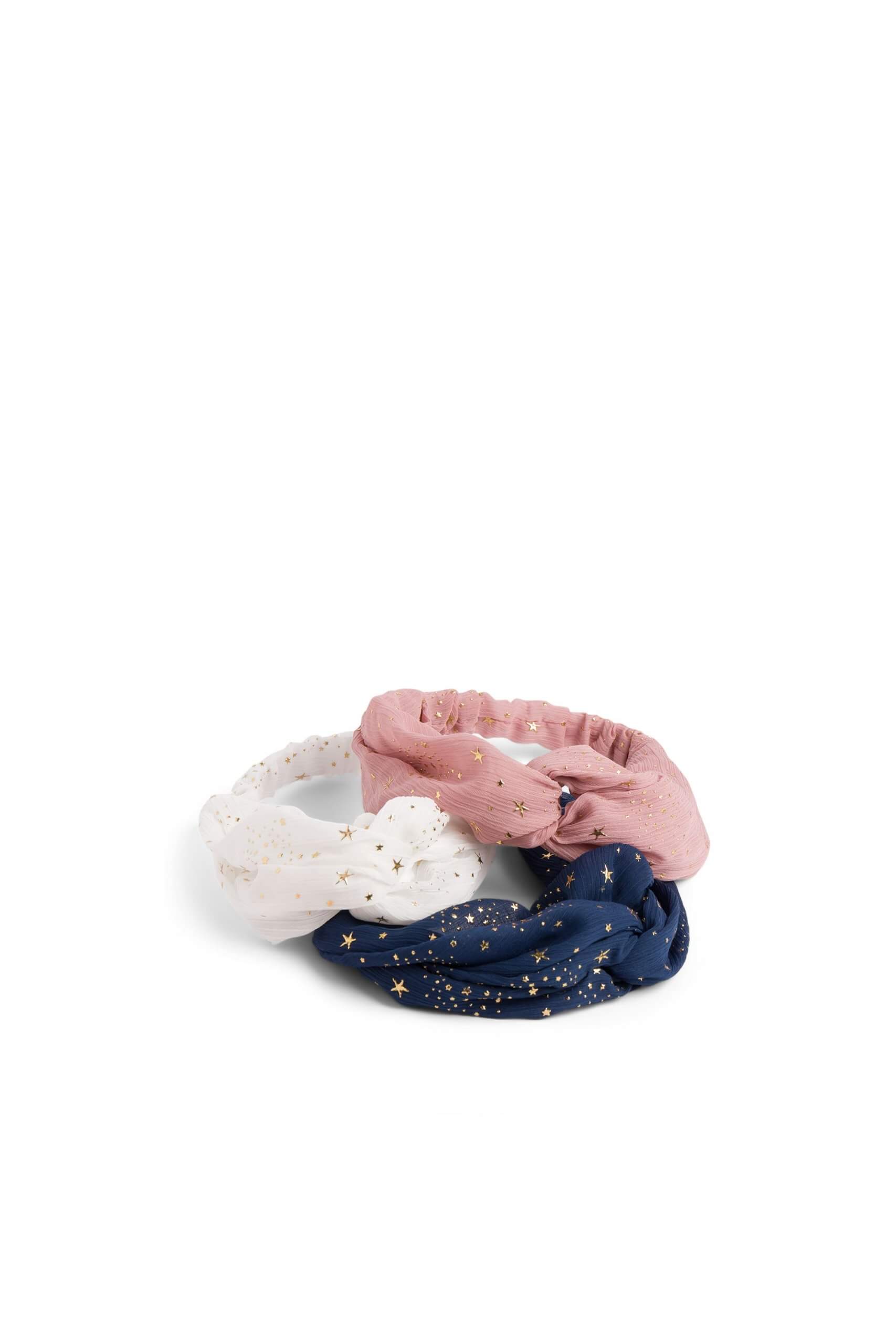 Stitch Fix women’s pink, white and navy star print set of 3 headbands.