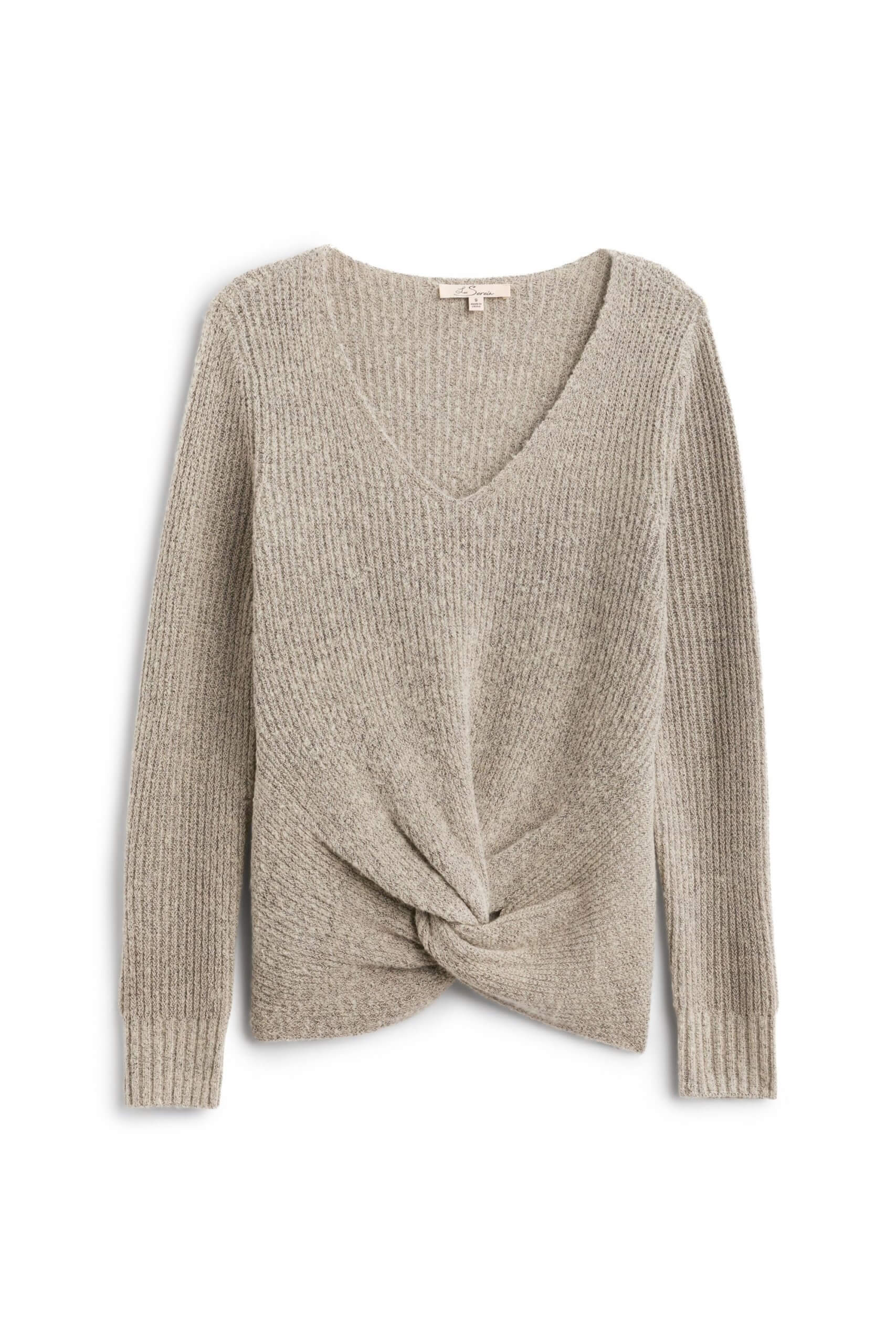 Stitch Fix Women’s beige twist front v-neck sweater.