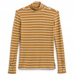 Stitch Fix women’s mustard and white striped long-sleeve turtleneck.