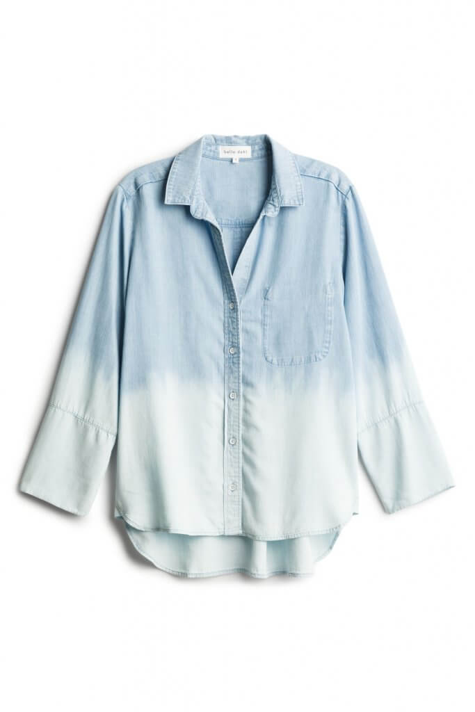 Stitch Fix women’s luxury fabric blue ombre button-down shirt.