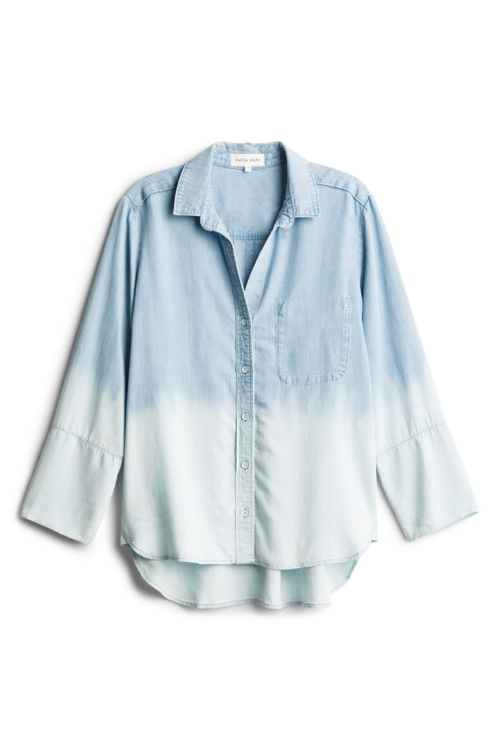 Stitch Fix women’s luxury fabric blue ombre button-down shirt.